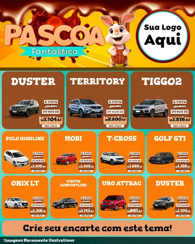 Modelo de Rede Social para Feed Instagram com o tema Páscoa Fantástica para Concessionaria de Carros