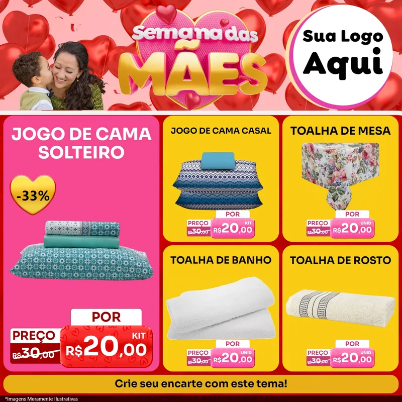 Modelo de Rede Social para Feed Facebook com o tema Semana Das Mães para Cama, Mesa e Banho