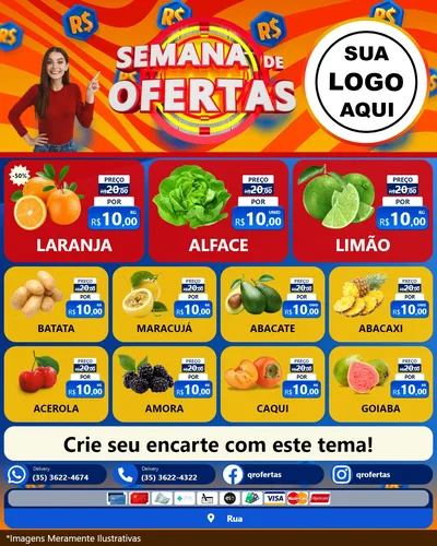 Modelo de Rede Social para Feed Instagram com o tema Semana de Ofertas para Hortifrúti