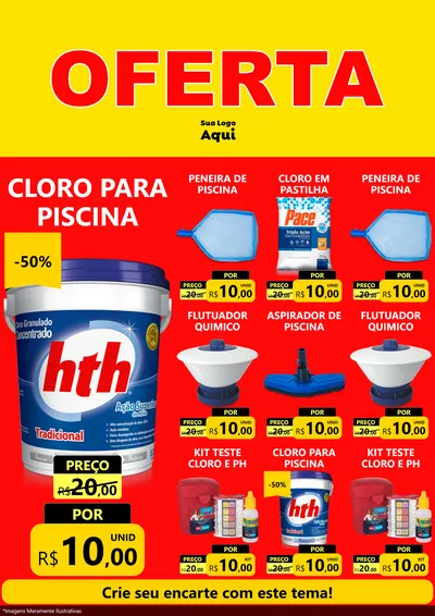 Modelo de Encarte para Encarte A4 Vertical com o tema OFERTA - Vermelho Cartaz para Produtos para Piscina