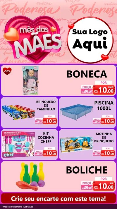 Modelo de TV para TV Vertical com o tema Mês Das Mães para Brinquedos