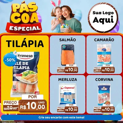 Modelo de Rede Social para Feed Facebook com o tema Páscoa Especial para Peixaria
