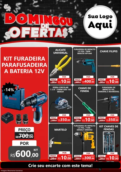 Modelo de Encarte para Encarte A4 Vertical com o tema Domingou de Ofertas para Maquinas e Ferramentas