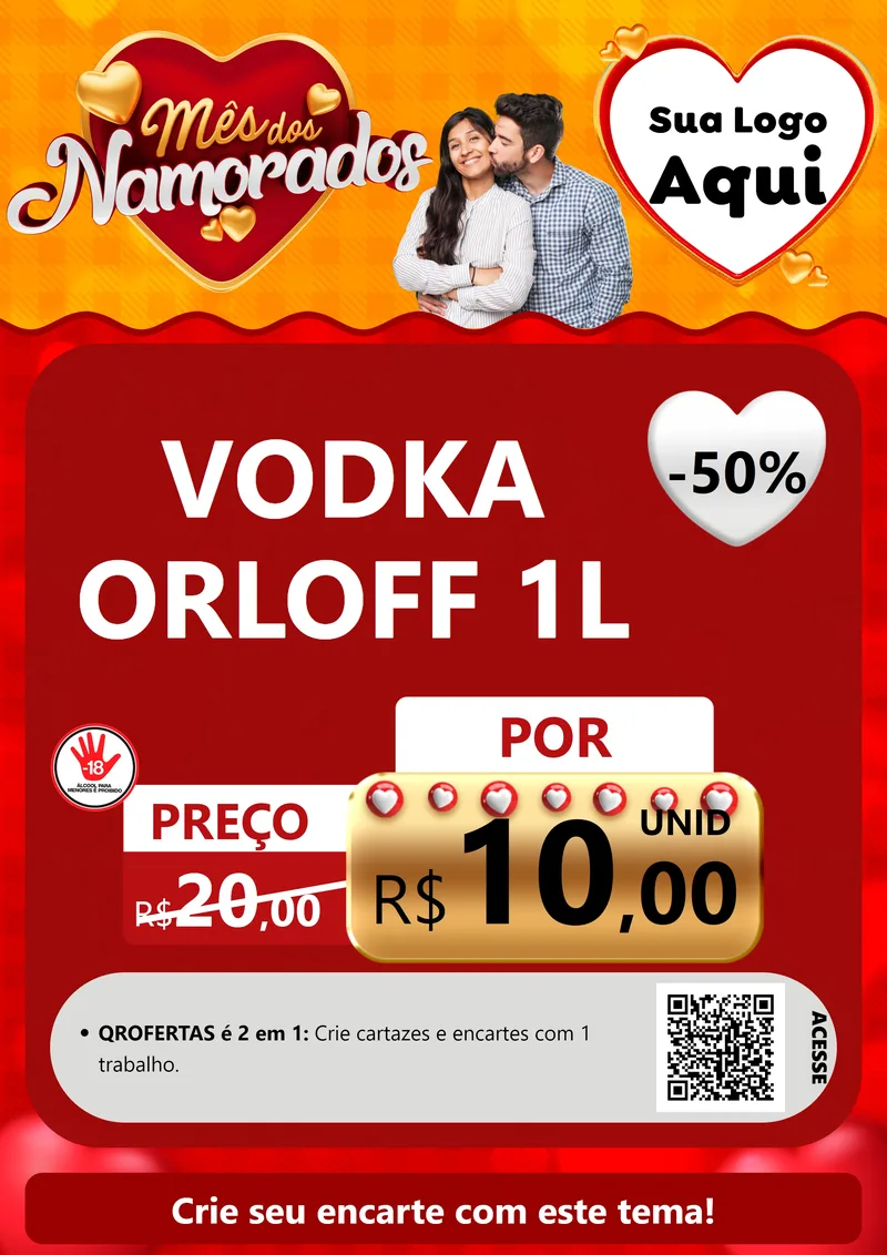 Modelo de Cartaz para Cartaz A4 Vertical com o tema Mês dos Namorados para Distribuidora de bebidas