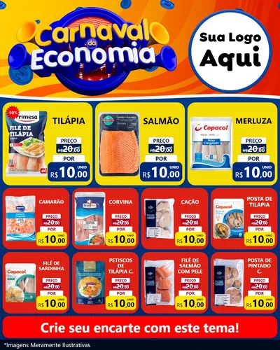 Modelo de Rede Social para Feed Instagram com o tema Carnaval da Economia para Peixaria