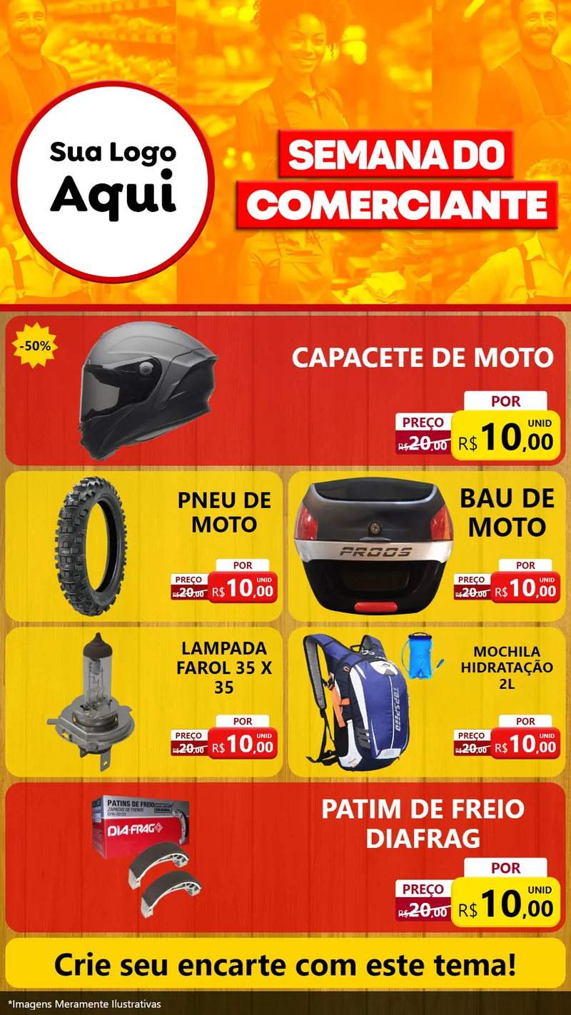 Modelo de TV para TV Vertical com o tema Semana do Comerciante para Moto peças