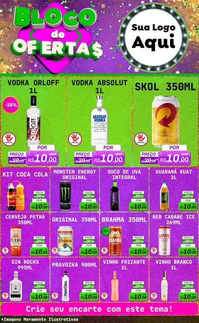 Modelo de Encarte para Encarte Grande com o tema Bloco de Ofertas para Distribuidora de bebidas