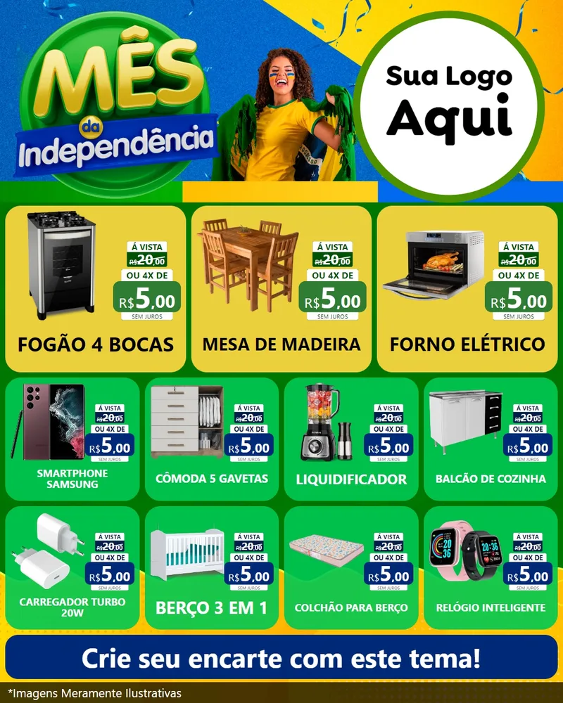 Modelo de Rede Social para Feed Instagram com o tema Mês da Independência para Móveis e Eletro