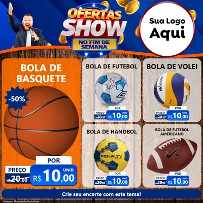 Modelo de Rede Social para Feed Facebook com o tema Ofertas Show No Fim De Semana para Artigos Esportivos