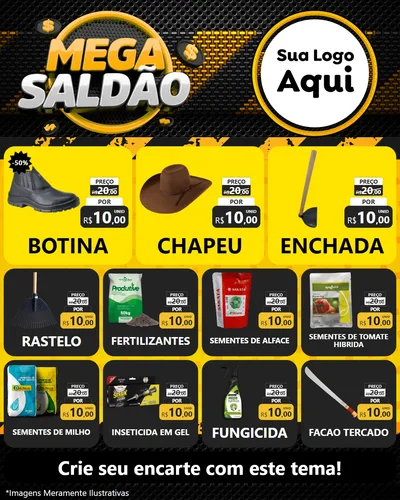 Modelo de Rede Social para Feed Instagram com o tema Mega Saldão para Agropecuária