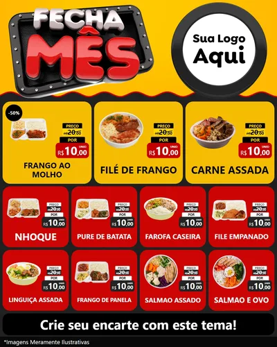 Modelo de Rede Social para Feed Instagram com o tema Fecha Mês para Restaurante