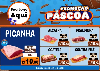 Modelo de Encarte para Encarte A4 Horizontal com o tema Promoção Páscoa para Açougue