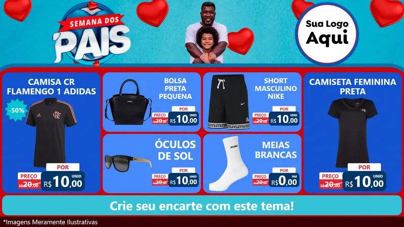 Modelo de TV para TV Horizontal com o tema Semana Dos Pais para Roupas e acessórios