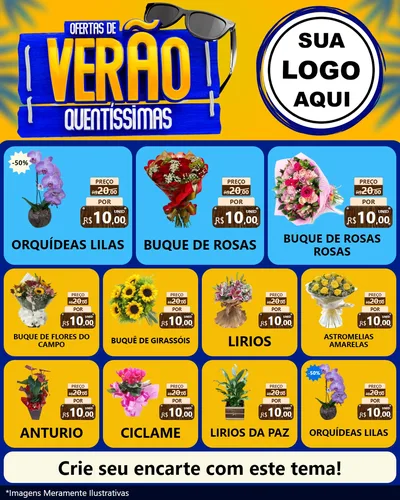 Modelo de Rede Social para Feed Instagram com o tema Ofertas de Verão Quentíssimas para Floricultura e jardim