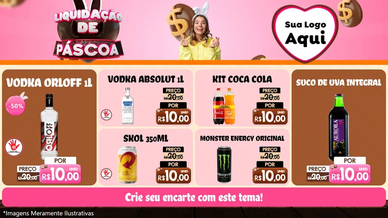 Modelo de TV para TV Horizontal com o tema Liquidação de Páscoa para Distribuidora de bebidas