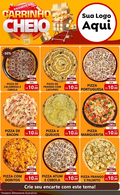 Modelo de Encarte para Encarte Grande com o tema Promoção carrinho cheio para Pizzaria