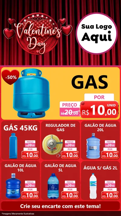 Modelo de Rede Social para Stories com o tema Valentine's Day para Água e gás