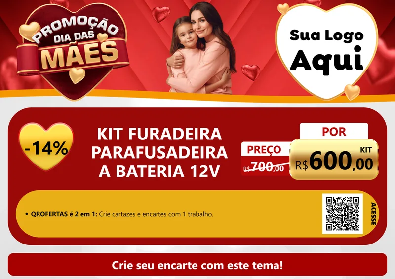 Modelo de Cartaz para Cartaz A4 Horizontal com o tema Promoção Dia das Mães para Maquinas e Ferramentas
