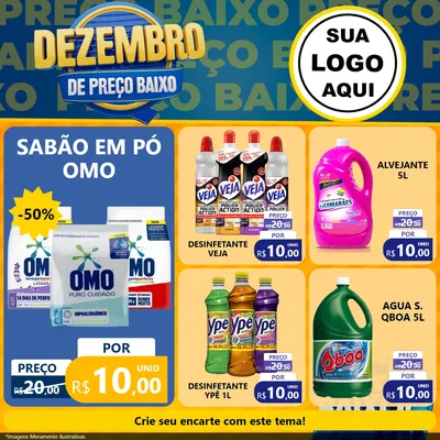 Modelo de Rede Social para Feed Facebook com o tema Dezembro de Preço Baixo para Produtos de Limpeza