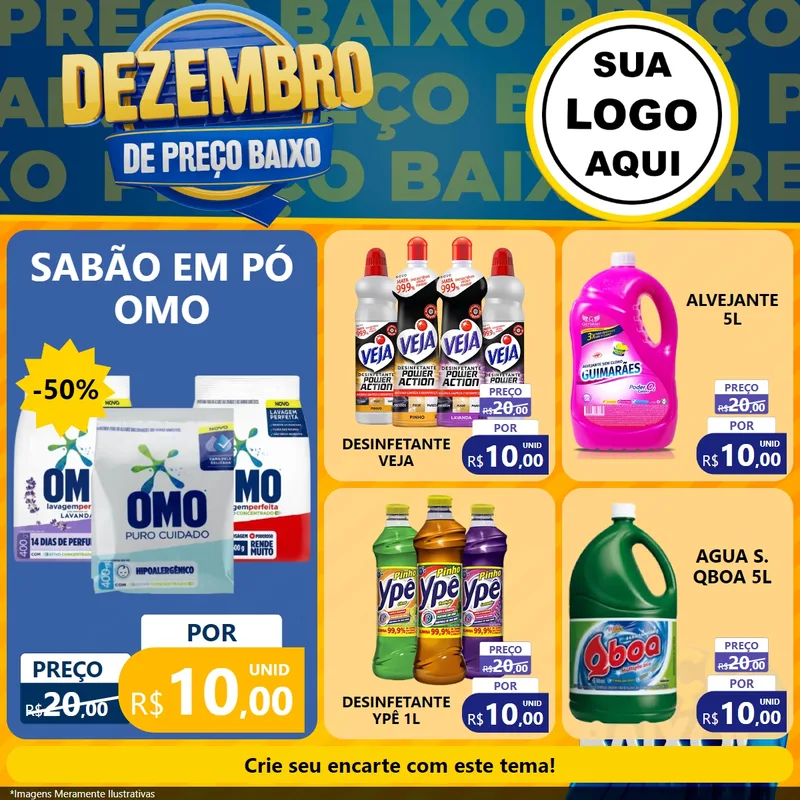 Modelo de Rede Social para Feed Facebook com o tema Dezembro de Preço Baixo para Produtos de Limpeza
