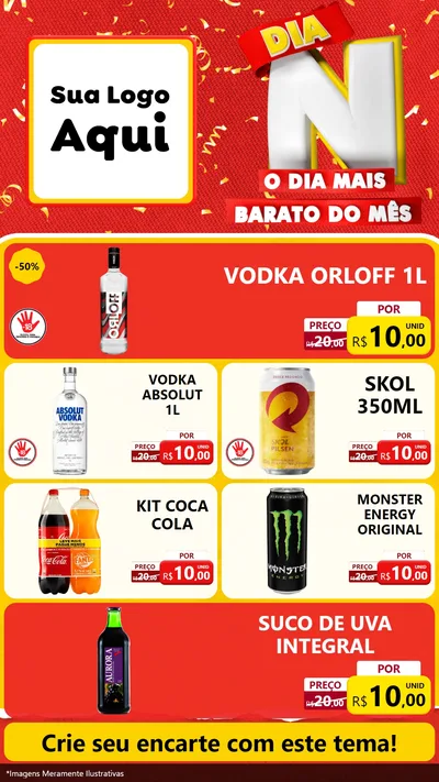 Modelo de TV para TV Vertical com o tema Dia N o Dia Mais Barato do Mês para Distribuidora de bebidas