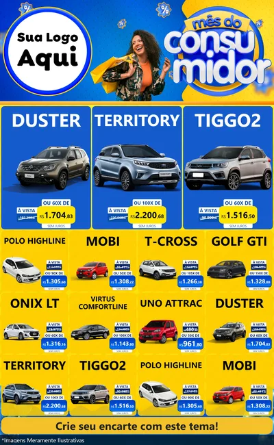 Modelo de Encarte para Encarte Grande com o tema Mês do Consumidor para Concessionaria de Carros