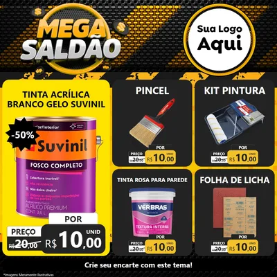 Modelo de Rede Social para Feed Facebook com o tema Mega Saldão para Tintas e Ferramentas