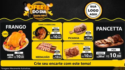 Modelo de TV para TV Horizontal com o tema Oferta do Dia - Quarta Feira! para Assados