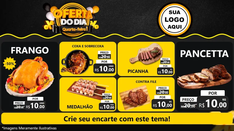 Modelo de TV para TV Horizontal com o tema Oferta do Dia - Quarta Feira! para Assados