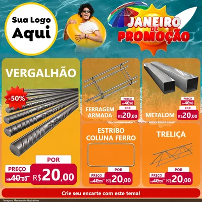 Modelo de Rede Social para Feed Facebook com o tema Janeiro de Promoção para Ferragens