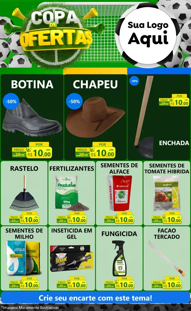 Modelo de Encarte para Encarte Grande com o tema Copa De Ofertas para Agropecuária