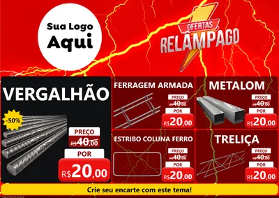 Modelo de Encarte para Encarte A4 Horizontal com o tema Ofertas Relâmpago para Ferragens