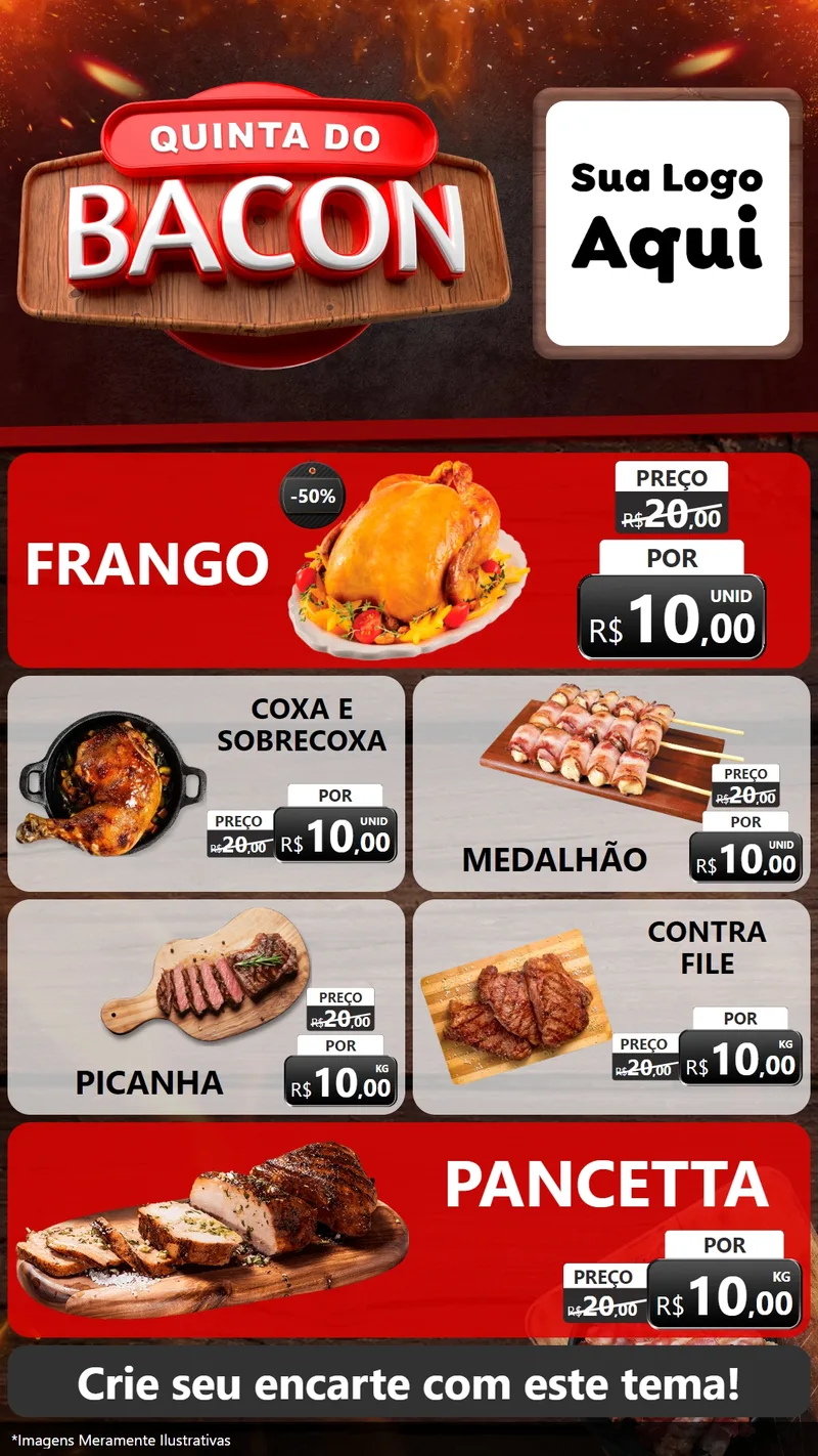 Modelo de TV para TV Vertical com o tema Quinta do Bacon para Assados