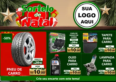 Modelo de Encarte para Encarte A4 Horizontal com o tema Sorteio de Natal para Auto peças