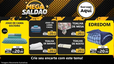 Modelo de TV para TV Horizontal com o tema Mega Saldão para Cama, Mesa e Banho