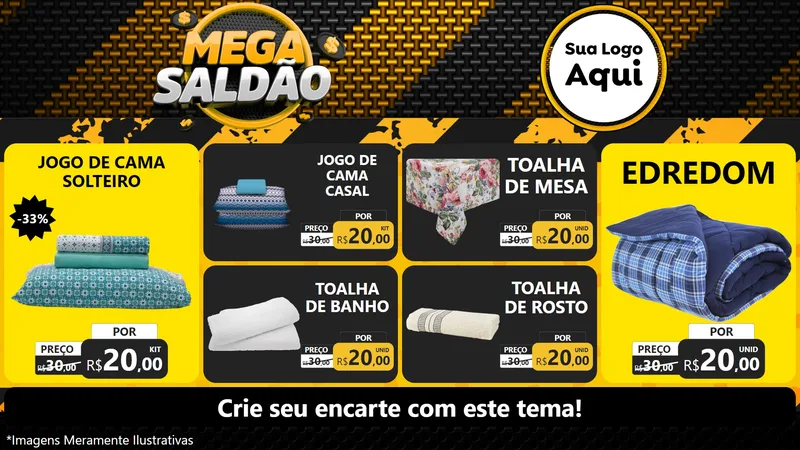 Modelo de TV para TV Horizontal com o tema Mega Saldão para Cama, Mesa e Banho