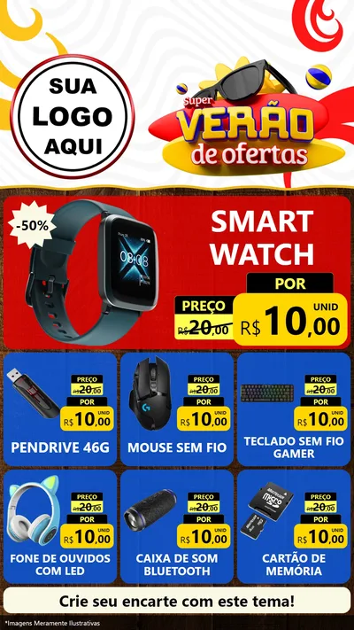 Modelo de Rede Social para Stories com o tema Super Verão de Ofertas para Informática