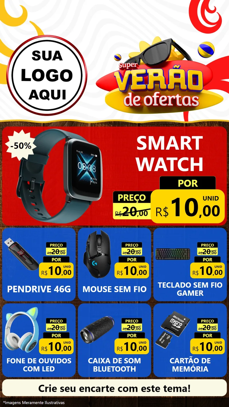 Modelo de Rede Social para Stories com o tema Super Verão de Ofertas para Informática