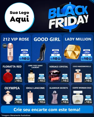 Modelo de Rede Social para Feed Instagram com o tema Black Friday para Perfumes