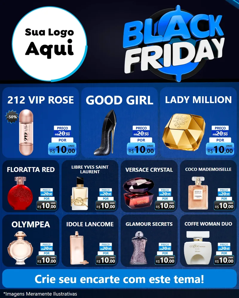 Modelo de Rede Social para Feed Instagram com o tema Black Friday para Perfumes
