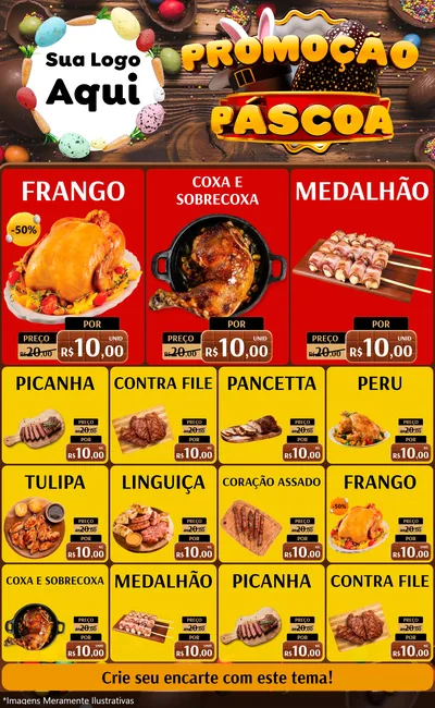 Modelo de Encarte para Encarte Grande com o tema Promoção Páscoa para Assados