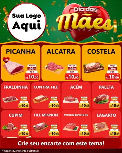 Modelo de Rede Social para Feed Instagram com o tema Dia das Mães para Açougue