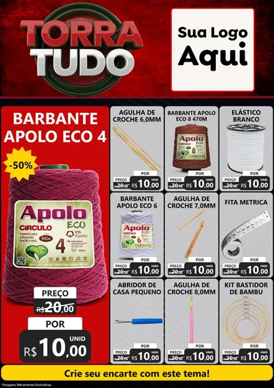 Modelo de Encarte para Encarte A4 Vertical com o tema Torra Tudo para Armarinho e Aviamentos