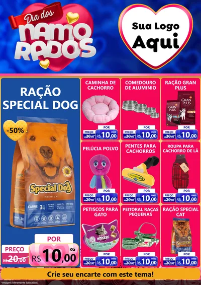 Modelo de Encarte para Encarte A4 Vertical com o tema Dia dos namorados para Pet Shop