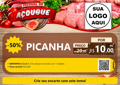 Modelo de Cartaz para Cartaz A4 Horizontal com o tema Festival do Açougue para Açougue