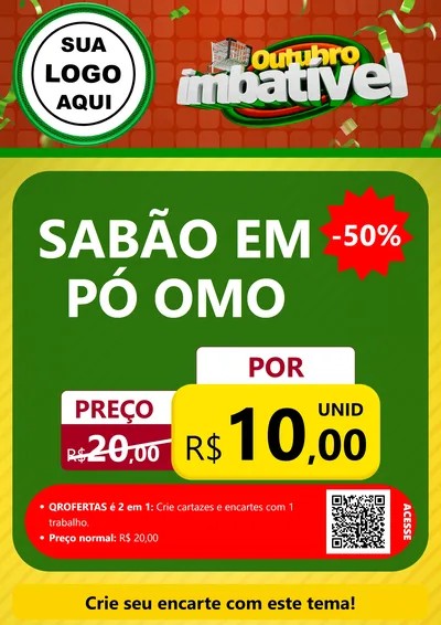 Modelo de Cartaz para Cartaz A4 Vertical com o tema Outubro Imbatível para Produtos de Limpeza
