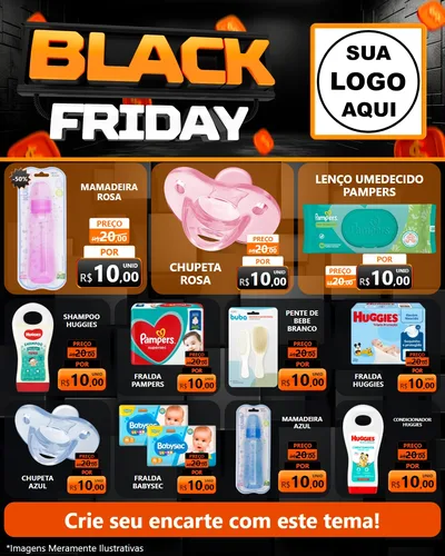 Modelo de Rede Social para Feed Instagram com o tema Black Friday para Bebês