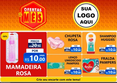 Modelo de Encarte para Encarte A4 Horizontal com o tema Ofertas do Mês para Bebês