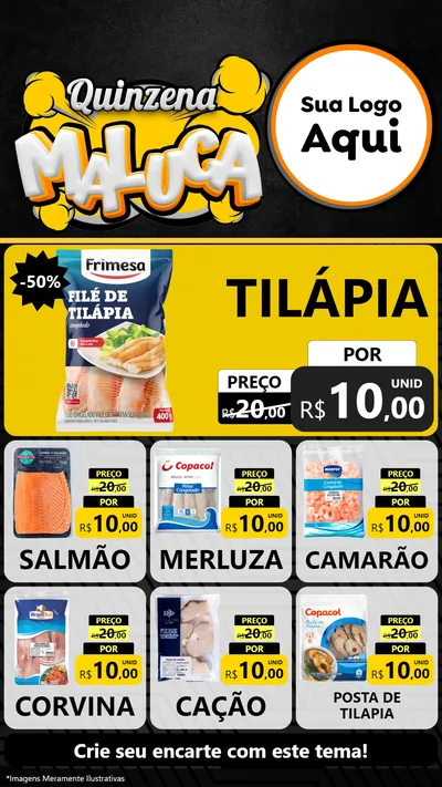 Modelo de Rede Social para Stories com o tema Quinzena Maluca para Peixaria