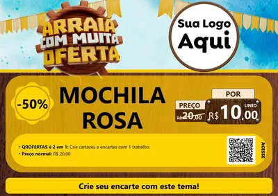 Modelo de Cartaz para Cartaz A4 Horizontal com o tema Ofertas de São João - Junina para Papelaria